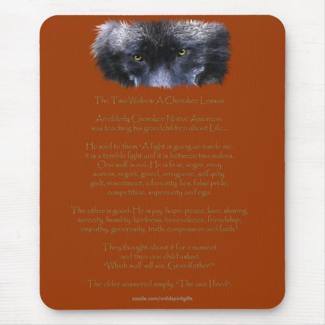 Tapis De Souris DEUX WOLVES CHEROKEE TALE Native American (Devant)