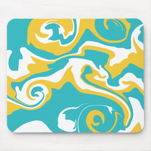 Tapis De Souris Déversement - Turquoise et Jaune (Devant)