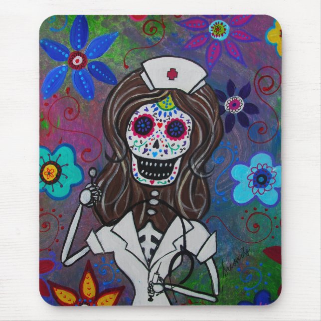 Tapis De Souris Dia de los Muertos Nurse RN (Devant)