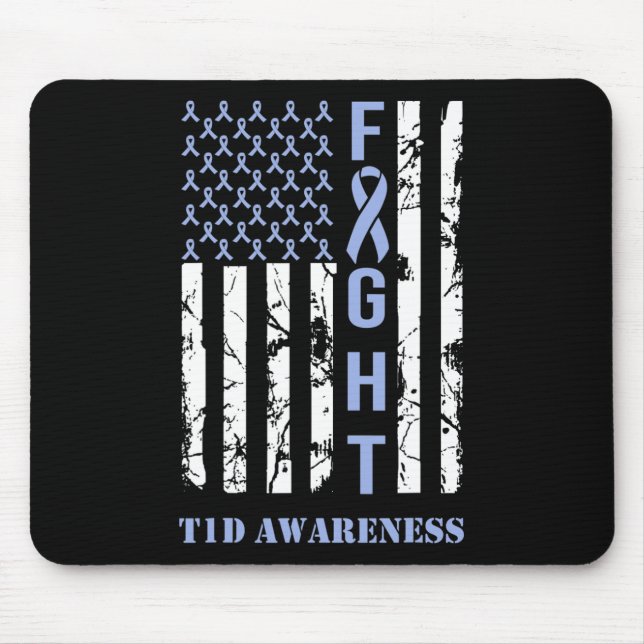 Tapis De Souris Diabète T1d Mois de sensibilisation drapeau bleu R (Devant)