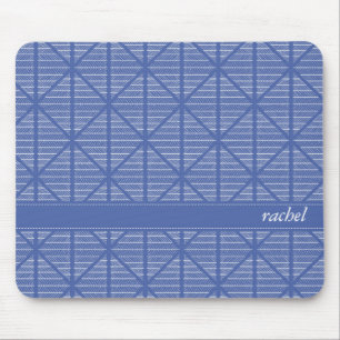 Tapis De Souris Diamant et rayures Motif Marine/Blue Nom personnal