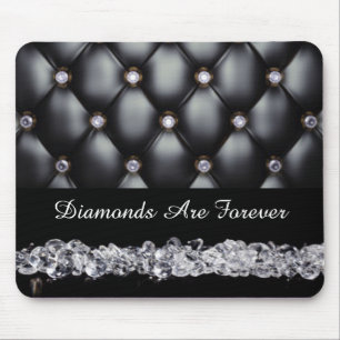 Tapis De Souris Diamants blancs en cuir noir