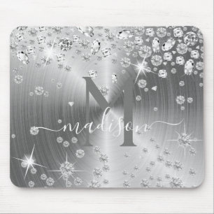 Tapis De Souris Diamants d'argent et de blanc - Personnalisé