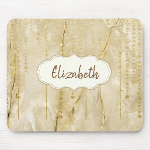 Tapis De Souris Diamants dorés adorables, Marbre - Personnalisé