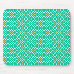Tapis De Souris Diamants médiévaux - vert turquoise et aqua