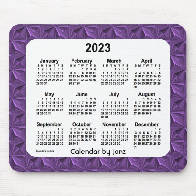Tapis De Souris Diamants pourpres 2023Calendrier par Janz Mouse Pa (Devant)