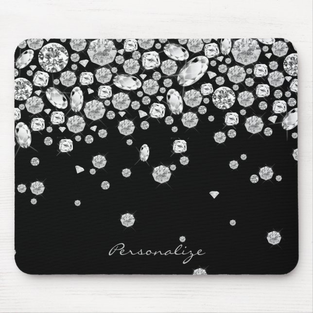 Tapis De Souris Diamants sur Arrière - plan noir (Devant)