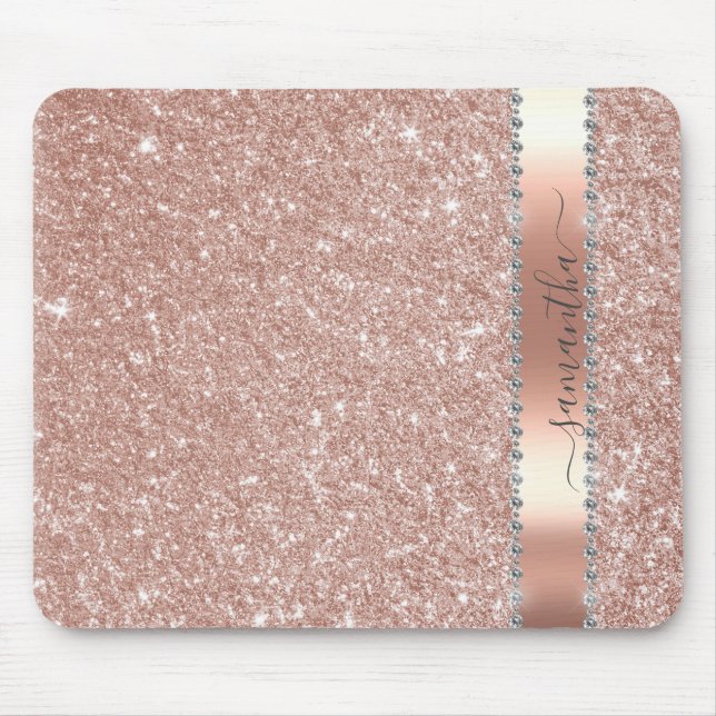 Tapis De Souris Diamond Silver Nom de la Parties scintillant Monog (Devant)