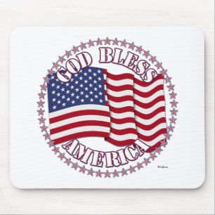 Tapis De Souris Dieu bénisse l'Amérique avec le drapeau américain 