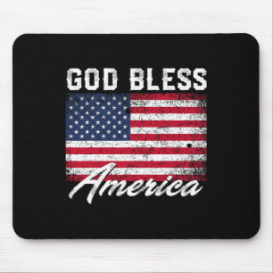 Tapis De Souris Dieu bénisse l'Amérique Drapeau américain 4 juille