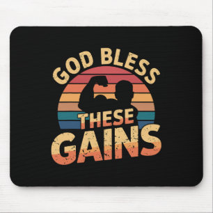 Tapis De Souris Dieu Bénit Ces Gains Muscle Bodybuilding — 1