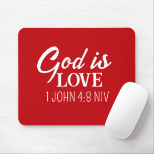 Tapis De Souris Dieu est Amour Bible Verse Foi chrétienne Rouge