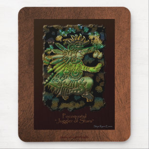 Tapis De Souris Dieu Mayan Star jonglant sur Faux Leather Mousepad