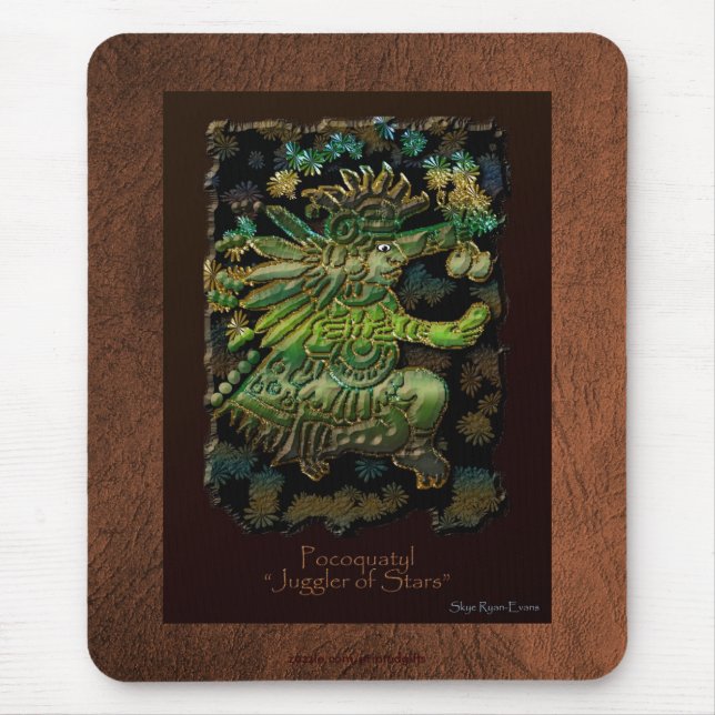 Tapis De Souris Dieu Mayan Star jonglant sur Faux Leather Mousepad (Devant)