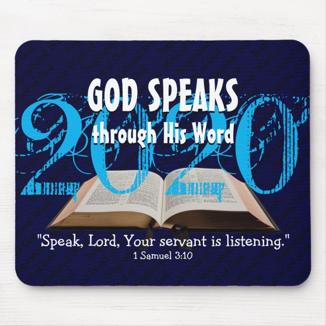 Tapis De Souris DIEU PARLE Bible Année 2020 Écriture Customisée (Devant)