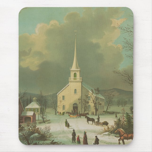 Tapis De Souris Dimanche d'hiver autrefois (Devant)