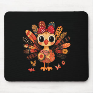 Tapis De Souris Dinde de Thanksgiving Mignon Ruban Coquette Fille 