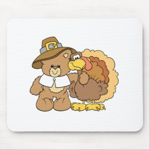 Tapis De Souris dinde de thanksgiving ours en peluche design