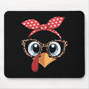 Tapis De Souris Dinde Visage Léopard Bandeau Thanksgiving Pèlerin