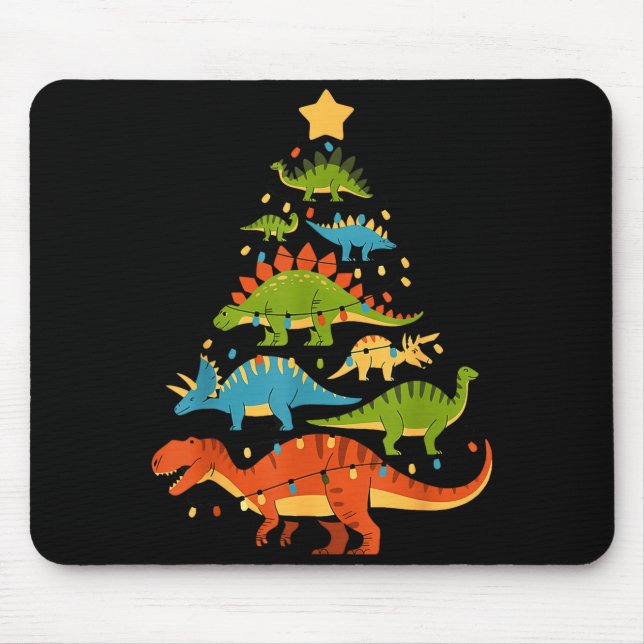 Tapis De Souris Dinosaur Christmas Tree Dino Trex Dinosaur Lover C (Devant)