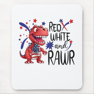 Tapis De Souris Dinosaure blanc rouge occidental