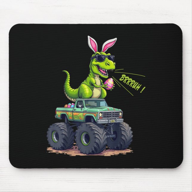Tapis De Souris Dinosaure de Pâques - T-rex Chasse aux Oeufs de Pâ (Devant)
