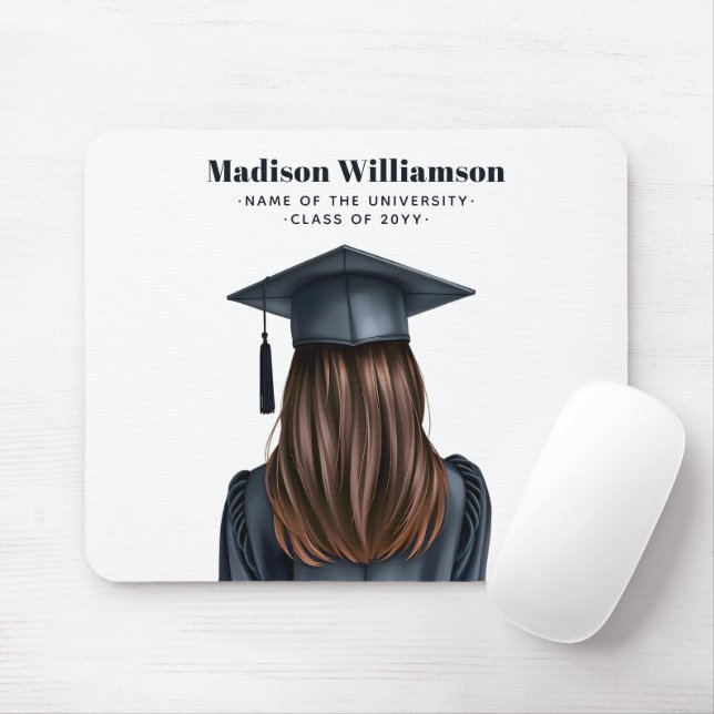 Tapis De Souris Diplômée moderne personnalisée Femme Diplômée (Avec souris)