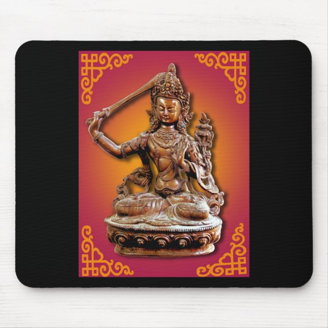 Tapis De Souris Divinité bouddhiste fleurie antique Manjushri (Devant)