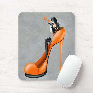 Tapis De Souris Divinité de la mode en escarpins orange