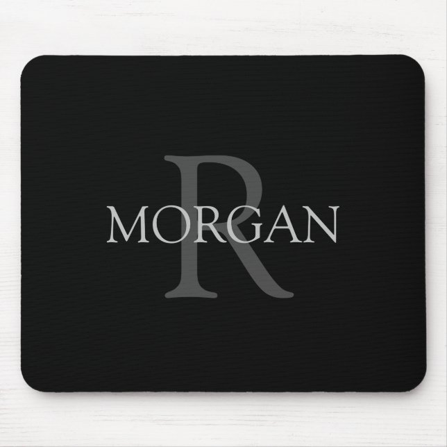 Tapis De Souris do-it-yourself Monogramme & Nom, Noir classique av (Devant)