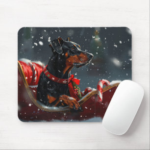 Tapis De Souris Doberman Chien Fête de Noël