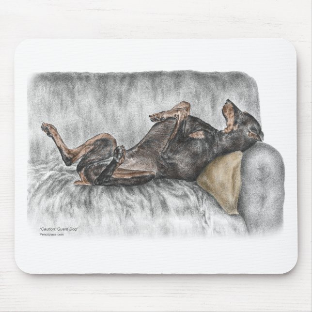 Tapis De Souris Doberman drôle sur Sofa (Devant)