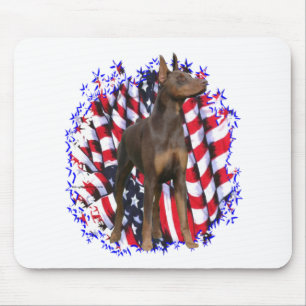 Tapis De Souris Doberman Pinscher (rouge) Patriote