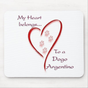 Tapis De Souris Dogo Argentino Coeur Appartient