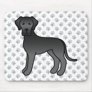 Tapis De Souris Dogue allemand noir Chien de dessin animé mignon