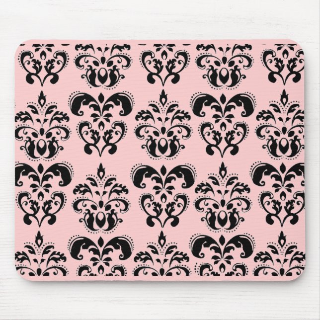 TAPIS DE SOURIS DOMMAQUES NOIRS ET ROSES (Devant)