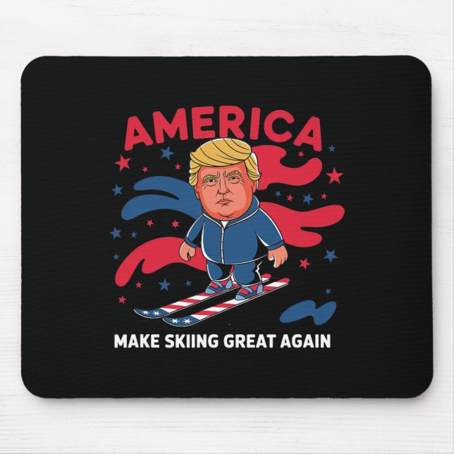Tapis De Souris Donald Trump Skiing America - Faites du ski un gra (Devant)