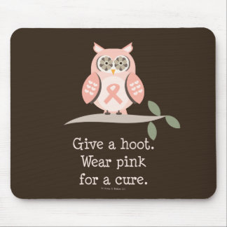 Tapis De Souris Donnez un hibou Mousepad de ruban de rose de huée