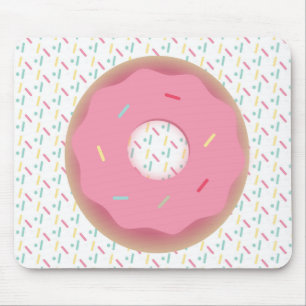 Tapis De Souris Donut givré rose en 3D avec paillettes