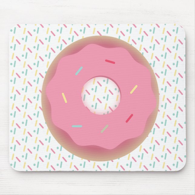Tapis De Souris Donut givré rose en 3D avec paillettes (Devant)