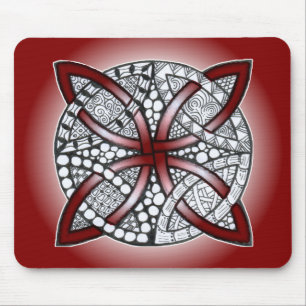 Tapis De Souris Doodle de noeud celtique Maroon rouge