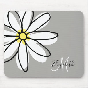 Tapis De Souris Doodle Dray Daisy Blanc Monogramme mignon