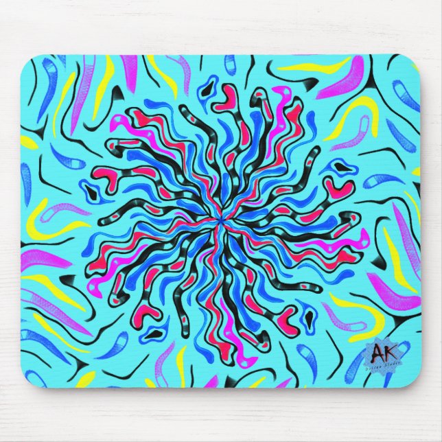 Tapis De Souris Doodle mandala aux couleurs folles (Devant)