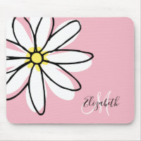 Doodle tiré marguerite rose blanche Monogramme mig