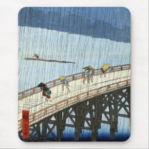 Tapis De Souris Douche soudaine Hiroshige sur le pont Shin-Ōhashi
