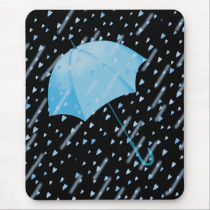 TAPIS DE SOURIS DOUCHES D'AMOUR BLEU EN PARAPLUIE PAR SHARON SHARP