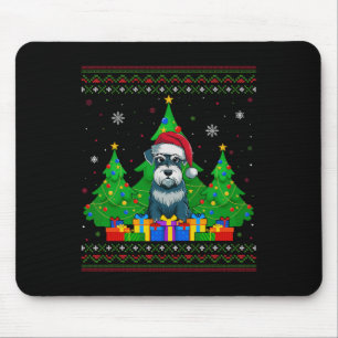 Tapis De Souris Doux moche arbre de Noël Santa Hat Schnauzer Do