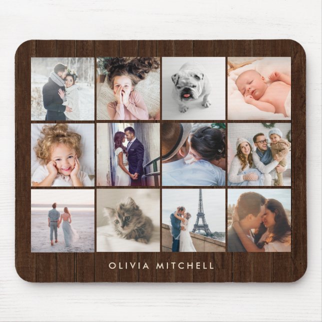 Tapis De Souris Douze regard du bois rustique du collage | de (Devant)