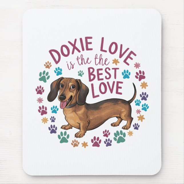 Tapis De Souris Doxie Love Est Le Meilleur Amour (Devant)