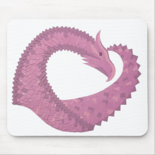 Tapis De Souris Dragon cardiaque mauve sur blanc